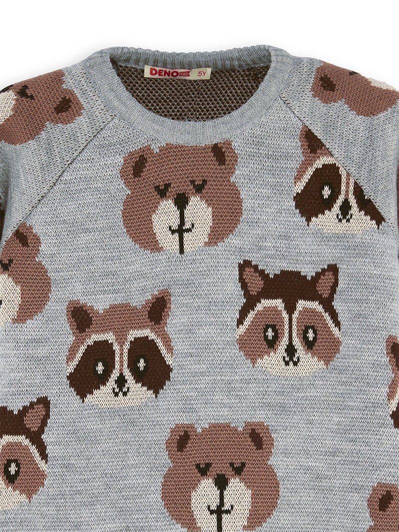 Denokids Bear&Raccoon Boy Knit Jumper - Image 5